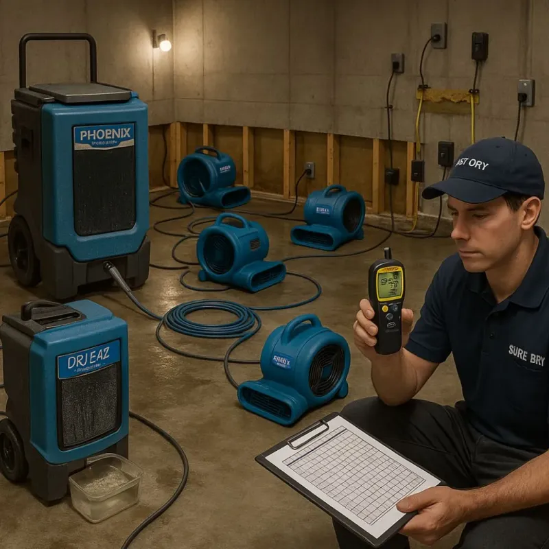 Structural Drying and Dehumidification process in Dunnigan, CA